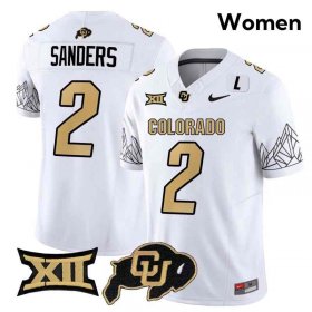 Shedeur Sanders #2 Colorado Buffaloes 2024 University Stitched Football Jersey - White Women 98773109