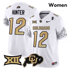 Travis Hunter #12 Colorado Buffaloes 2024 High School Embroidery Football Jersey - White Women 67949439