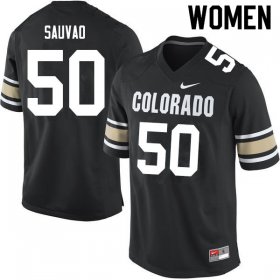 Va'atofu Sauvao #50 Colorado Buffaloes NCAA Official Football Jersey - Home Black Women 92094392